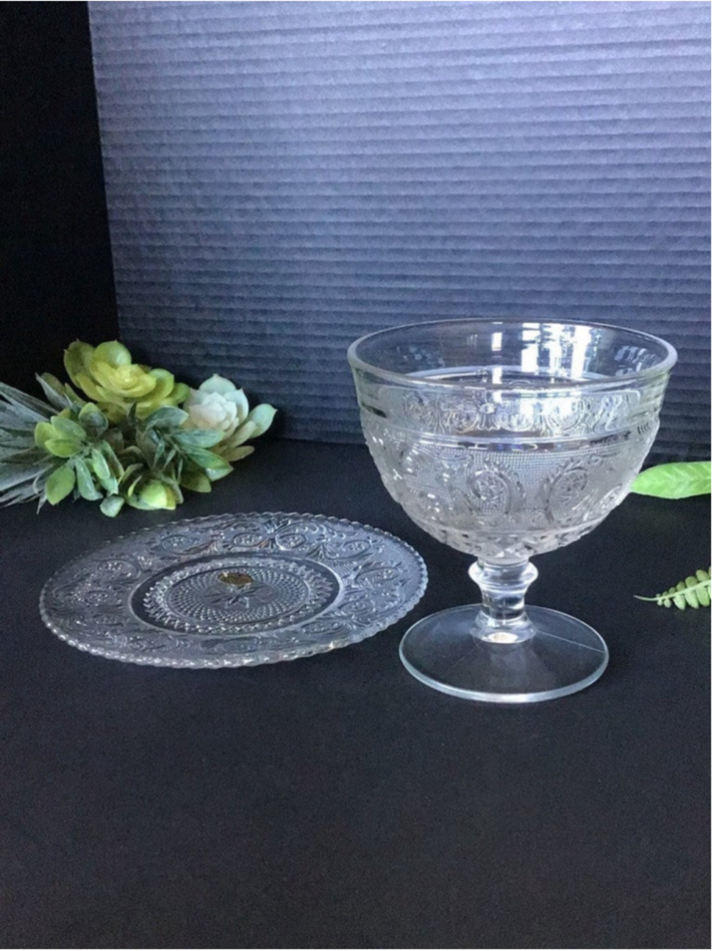 Vintage Duncan Miller Sandwich Pattern Candy Dish and Mint Plate